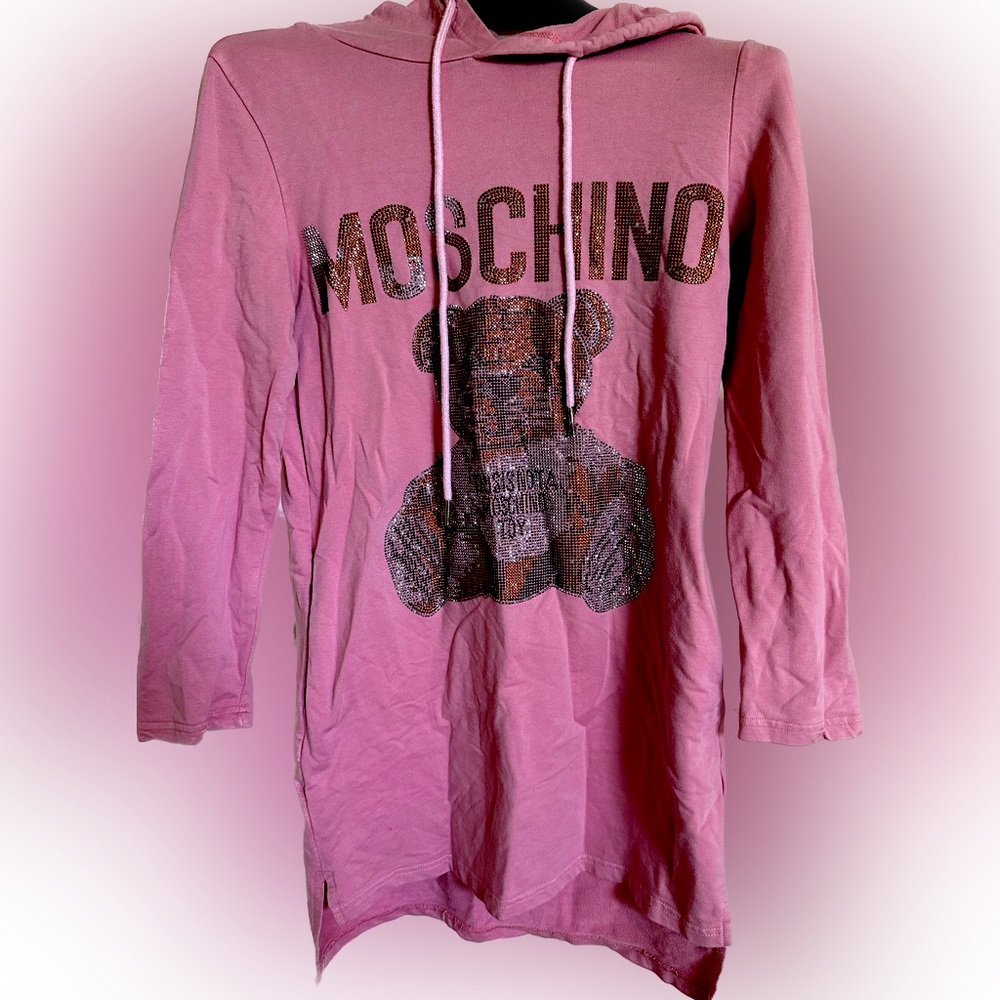 Moschino teddy hoodie pink